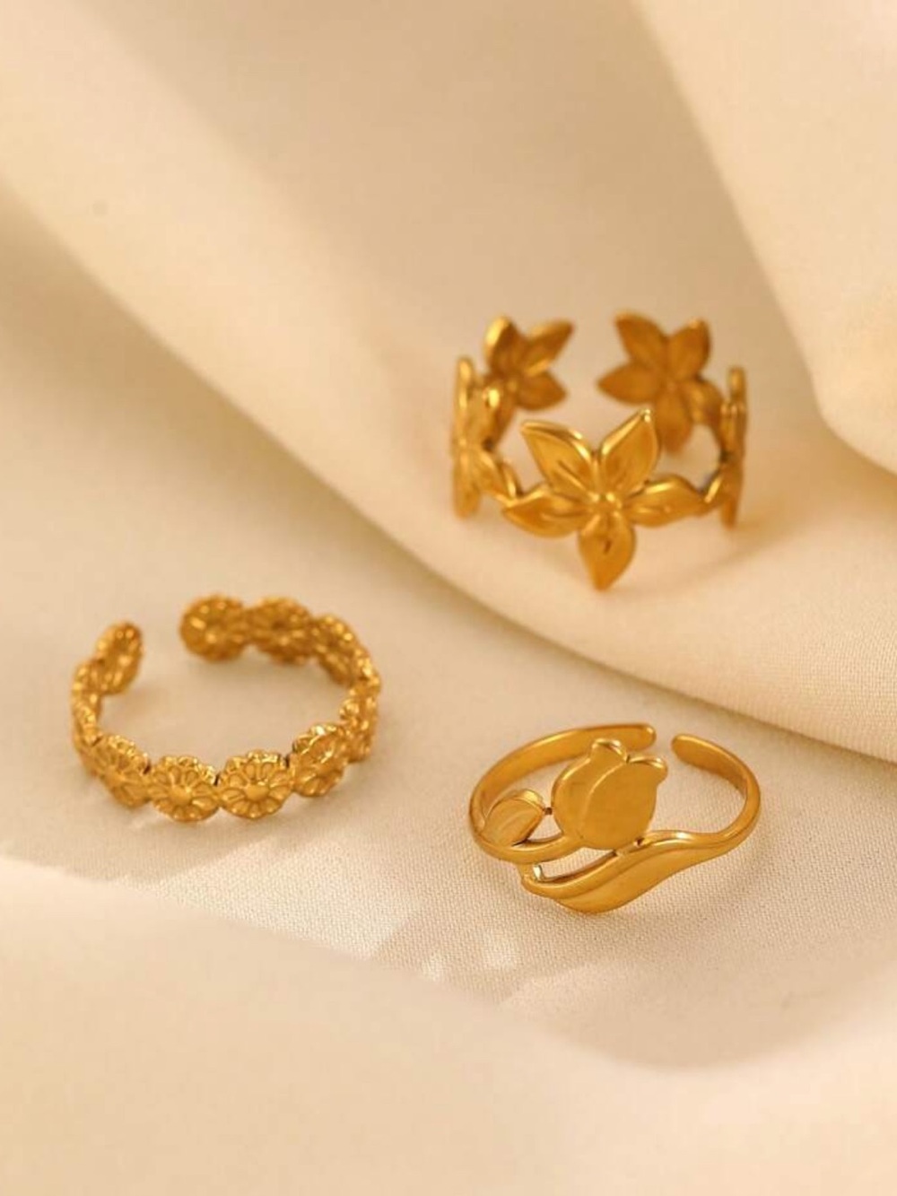 Floral Stackable Rings N2220 - Picture 2 of 5